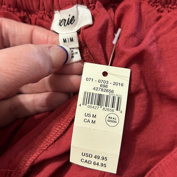 Aerie Red Tiered Ruffle Mini Skirt Elastic Waist Medium Lightweight 100% Cotton - Picture 4 of 8